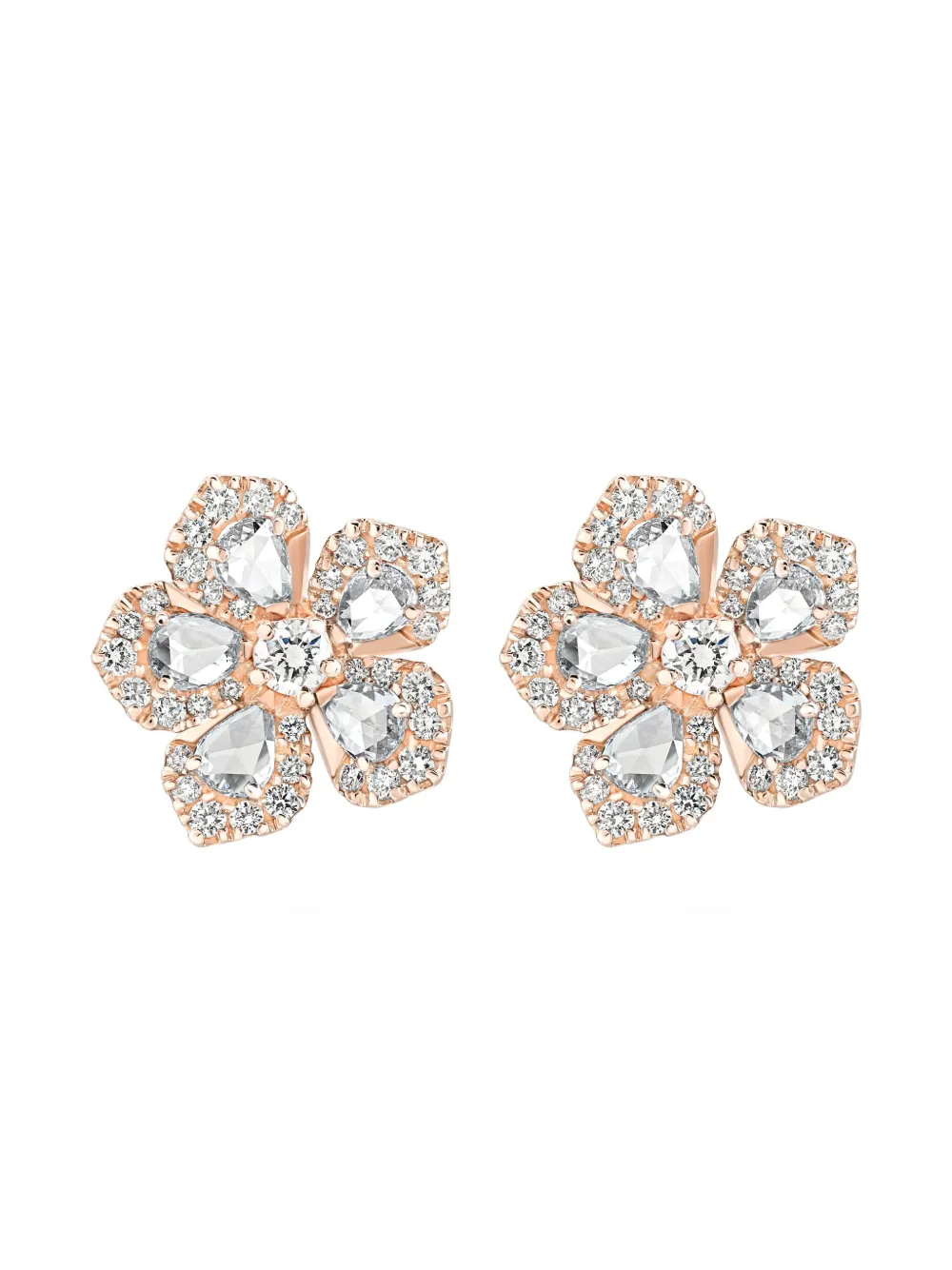 David Morris 18k Rose Gold Miss Daisy Diamond-embellishment Earrings In Gold