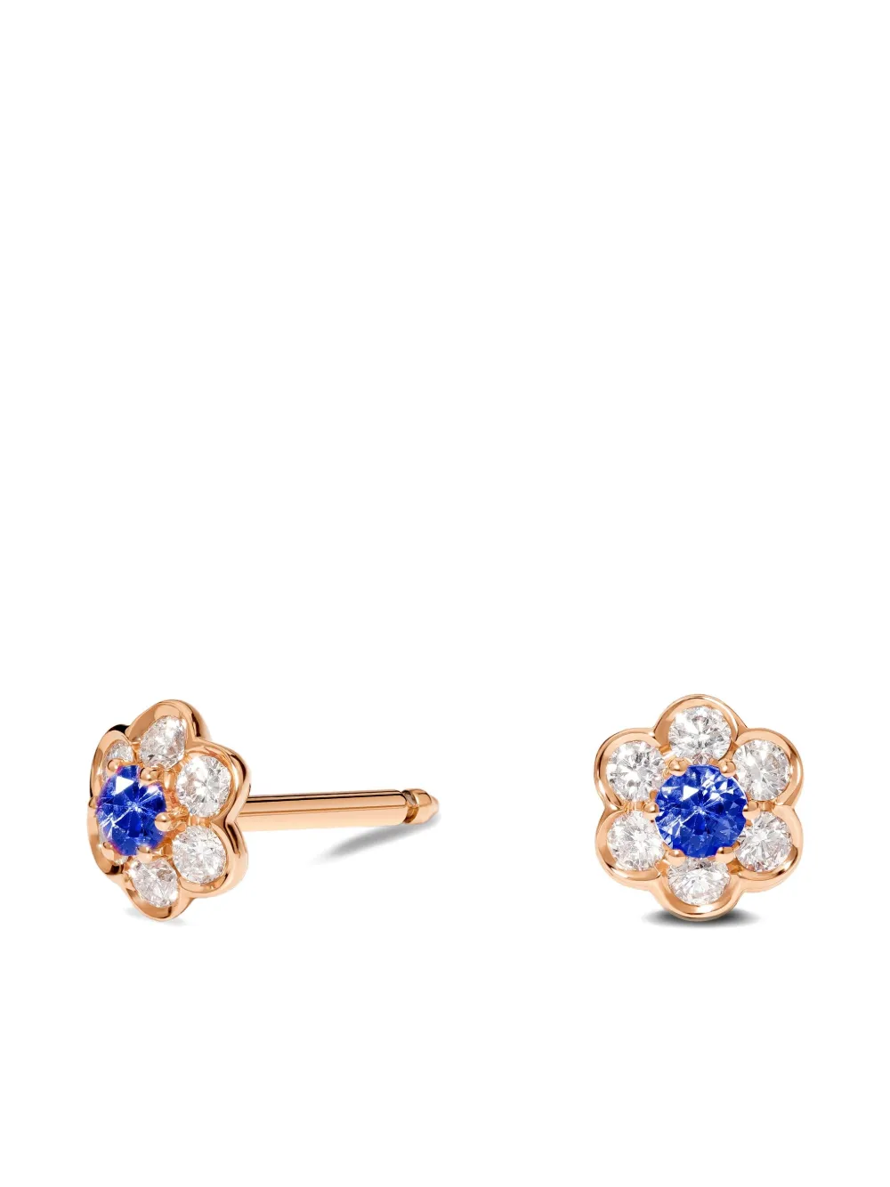 David Morris 18k Rose-gold Flower-shape Diamond-embellishment Earrings In Gold