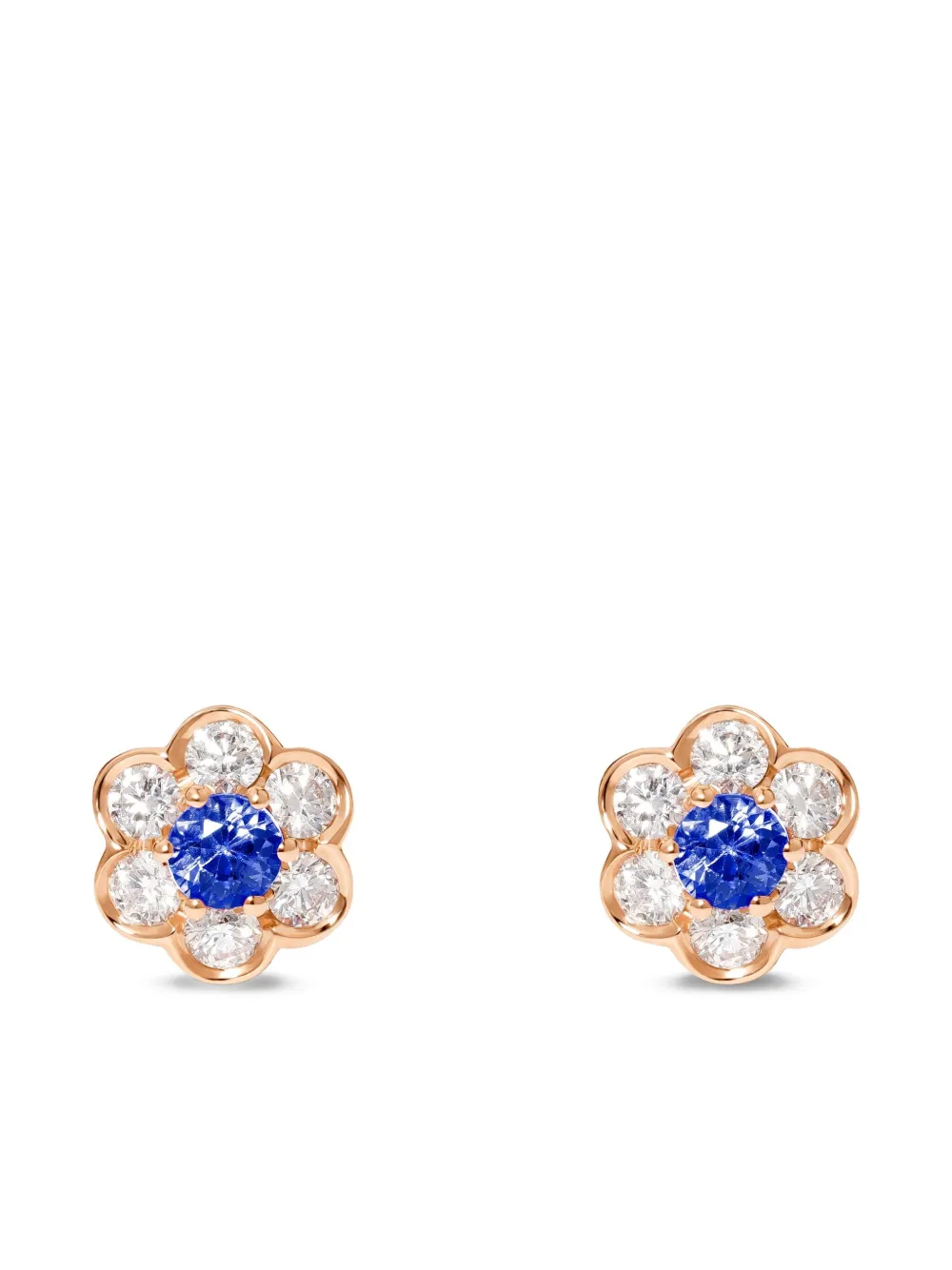 David Morris 18k Rose-gold Flower-shape Diamond-embellishment Earrings In Gold