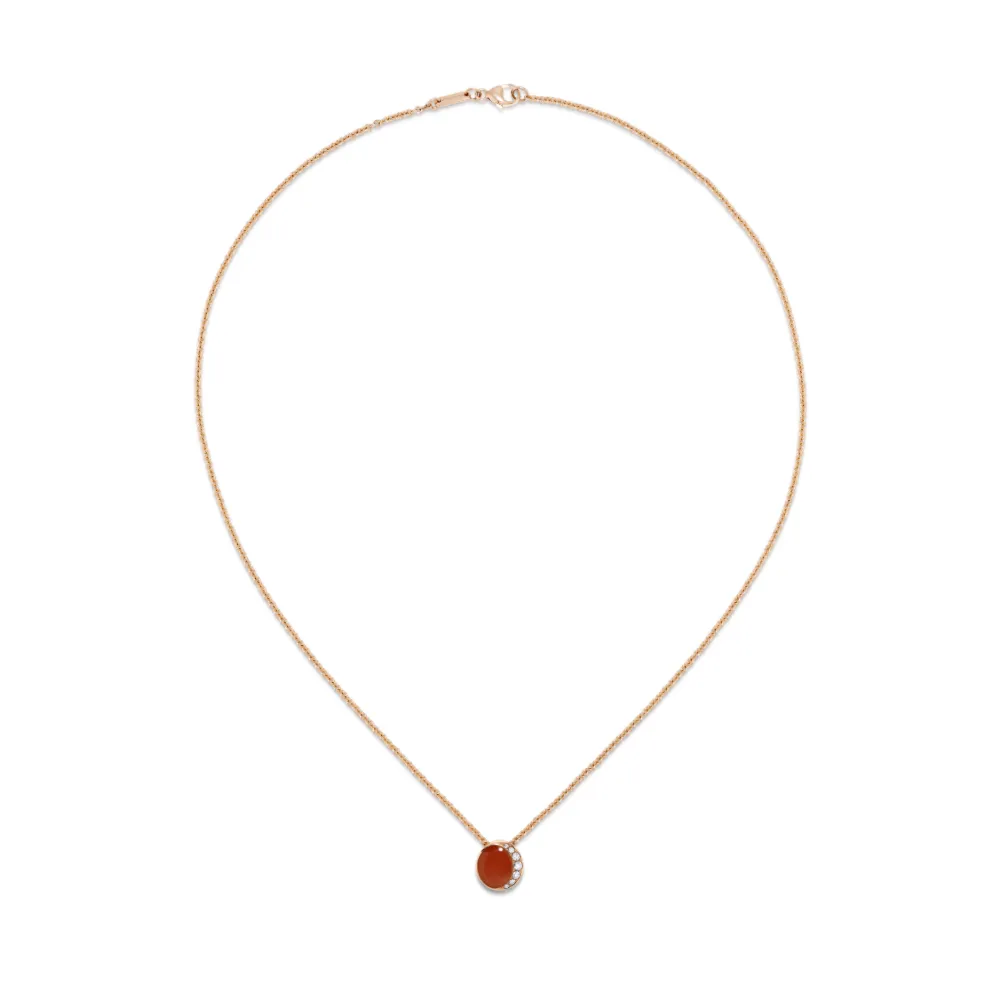 David Morris 18k Rose Gold Fortuna Carnelian And Diamond Necklace In Gold