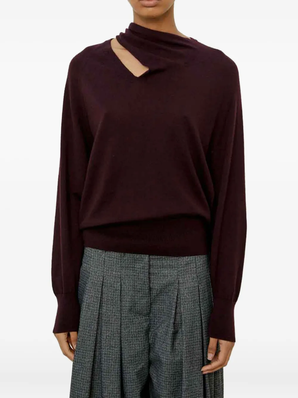 Meimeij Scarf-detail Sweater In Burgundy