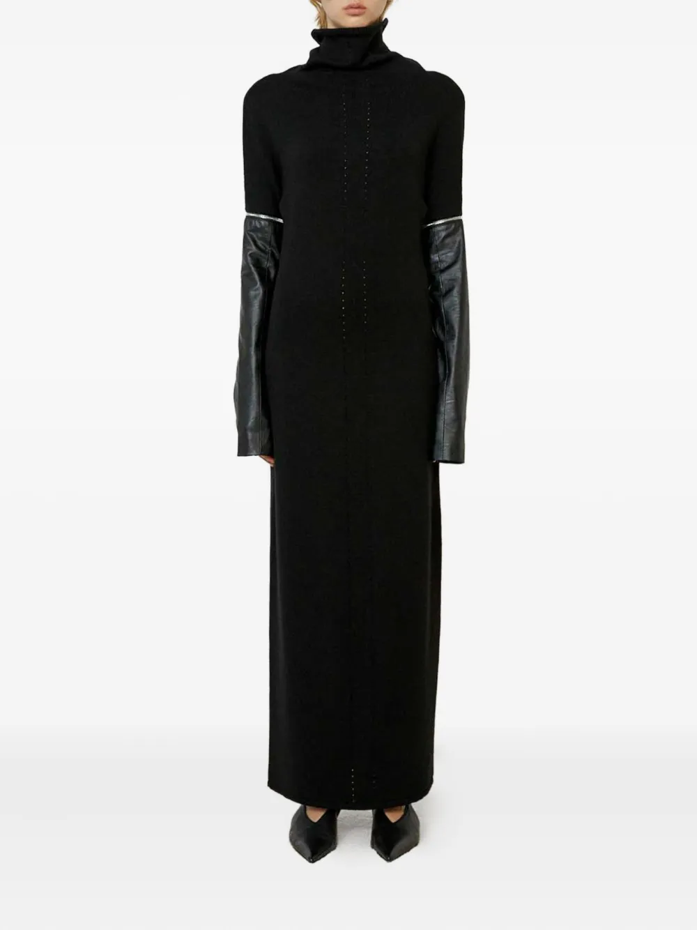 Meimeij Panel-detail Turtleneck Maxi Dress In Black