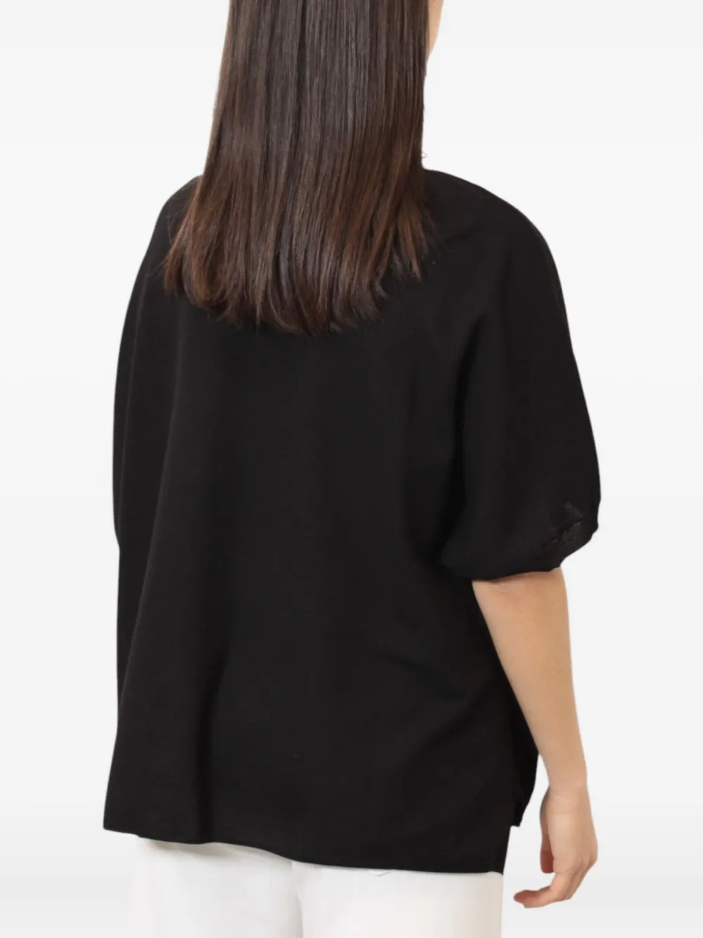 MeimeiJ round-neck sheer blouse - Zwart