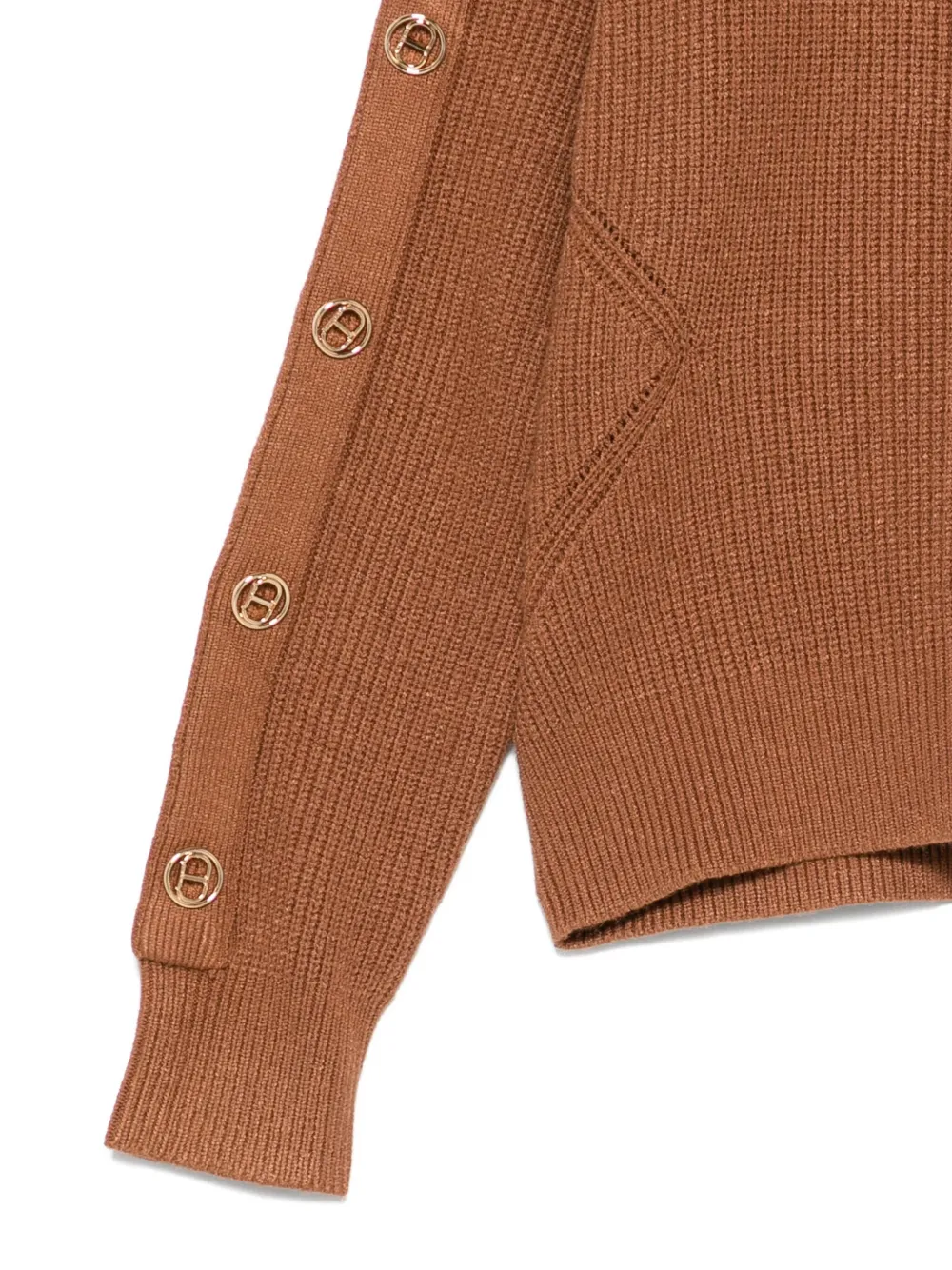 TWINSET Kids Geribbelde trui met knoopdetail Bruin