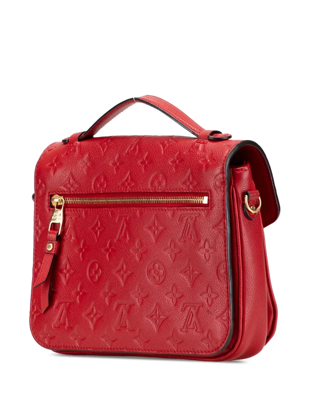 Pre-owned Louis Vuitton 2017 Monogram Empreinte Pochette Metis Satchel In Red