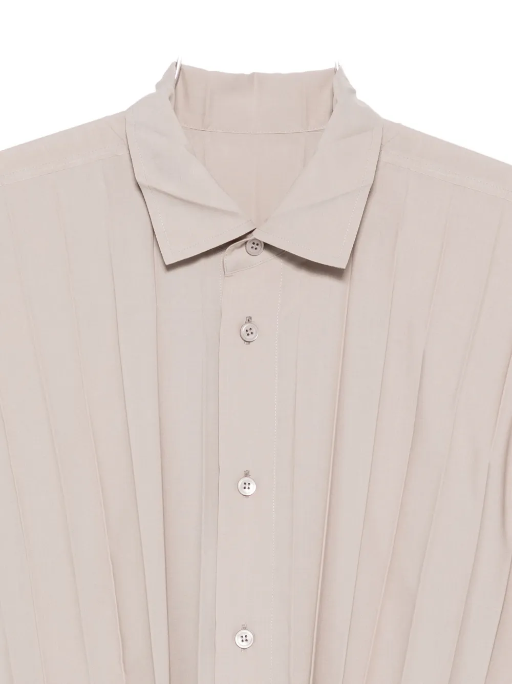 Issey Miyake Pleated Button-front Shirt In Neutral