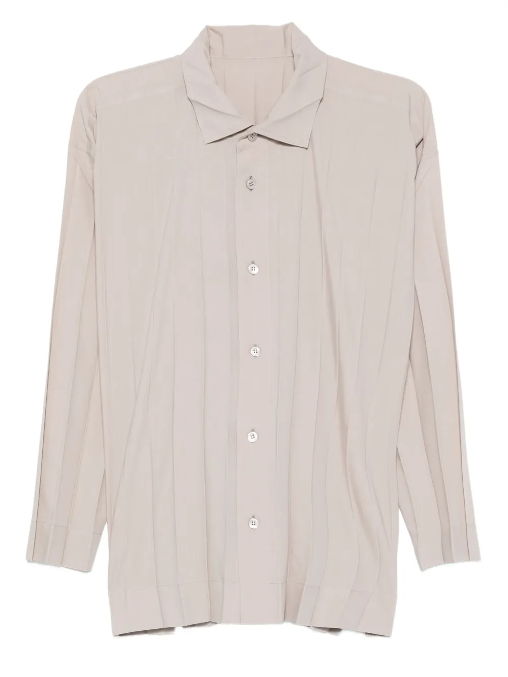 Homme Plissé Issey Miyake pleated button-front shirt | Neutrals | Image 1