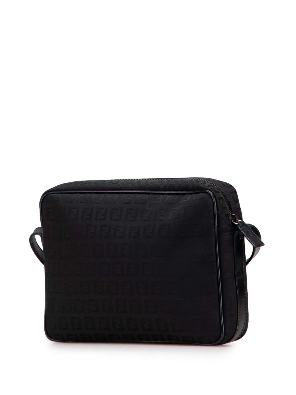 Pre-owned Fendi 2000-2010 Zucchino Canvas Crossbody Bag In Black