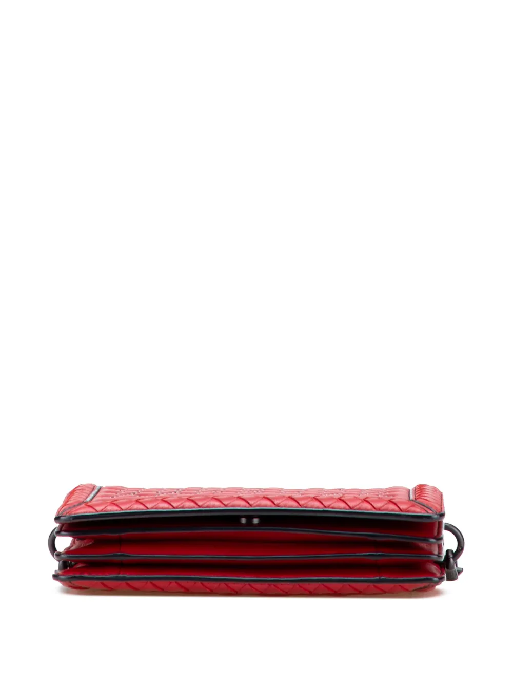 Pre-owned Bottega Veneta 2012-2025 Nappa Intrecciato Microstud Montebello Crossbody Bag In Red