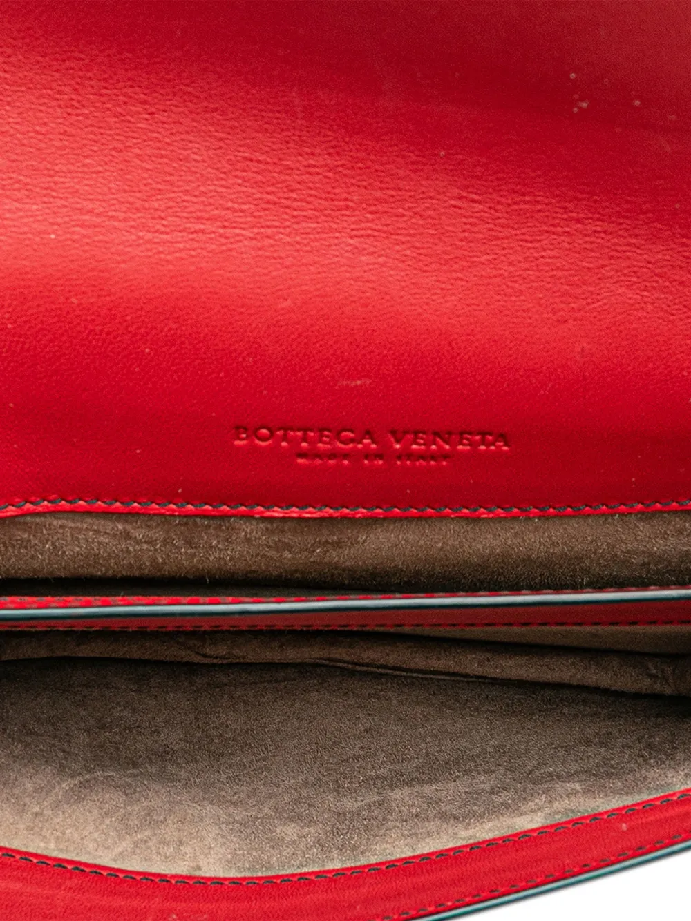 Pre-owned Bottega Veneta 2012-2025 Nappa Intrecciato Microstud Montebello Crossbody Bag In Red