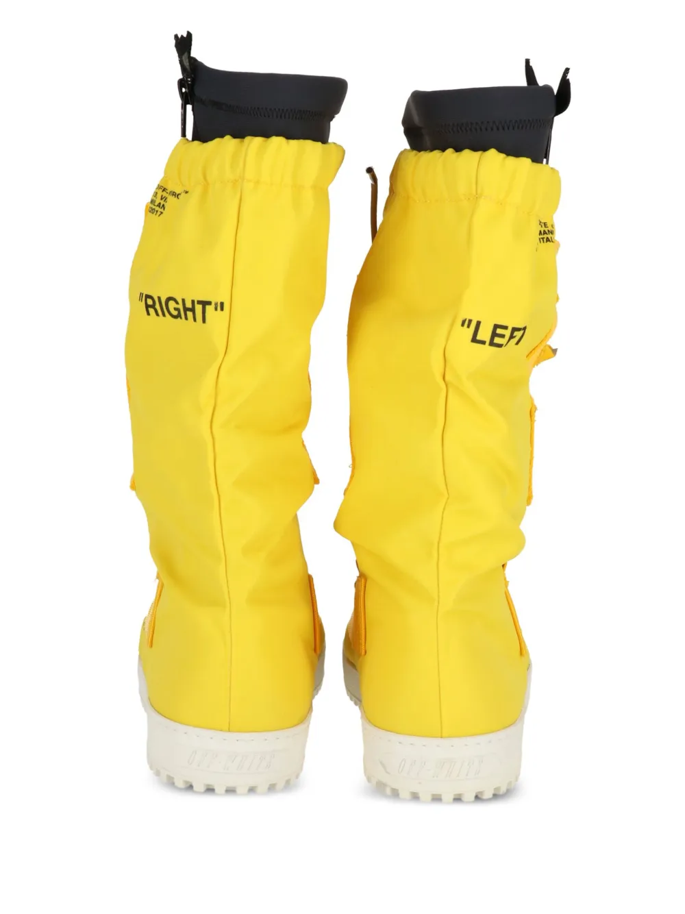 Off-White lace-up zip ridged-sole rain boots Yellow