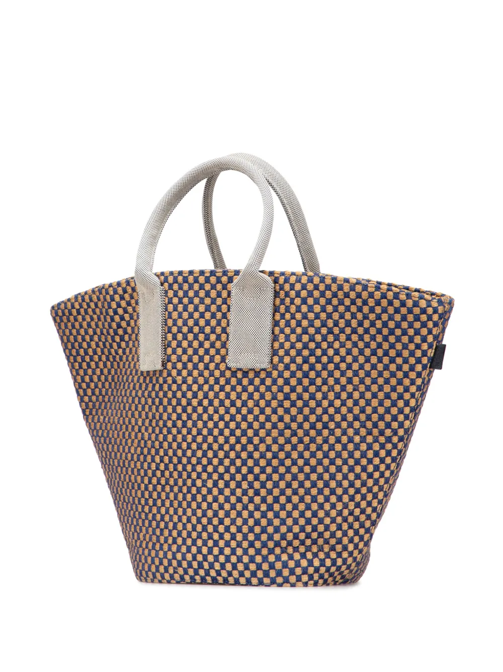 Pre-owned Hermes 1990-2010 Linen And Jute Panier Bus Gm Tote Bag In Blue
