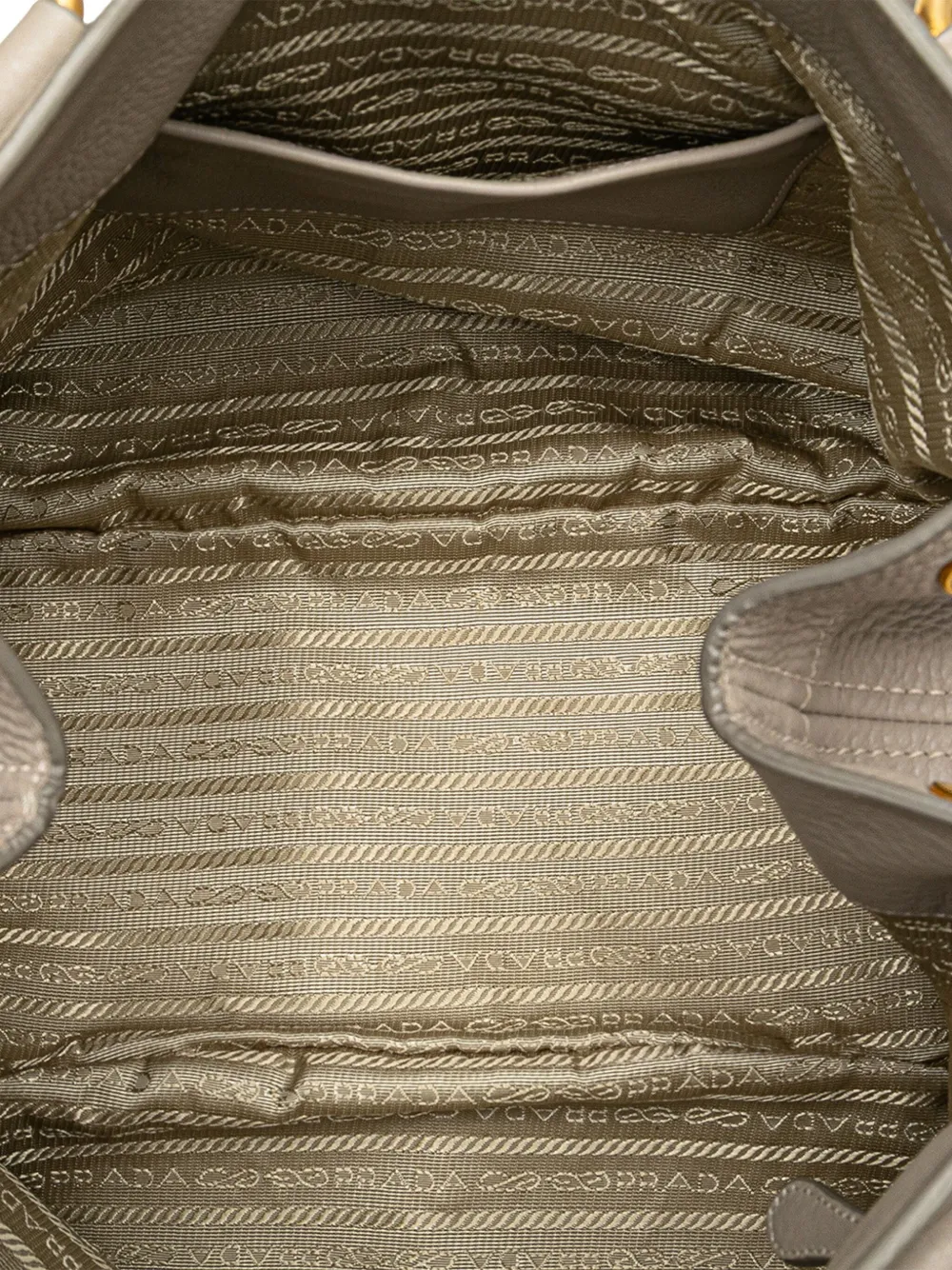Pre-owned Prada 2000-2025 Vitello Daino Open Convertible Tote Satchel In Gray