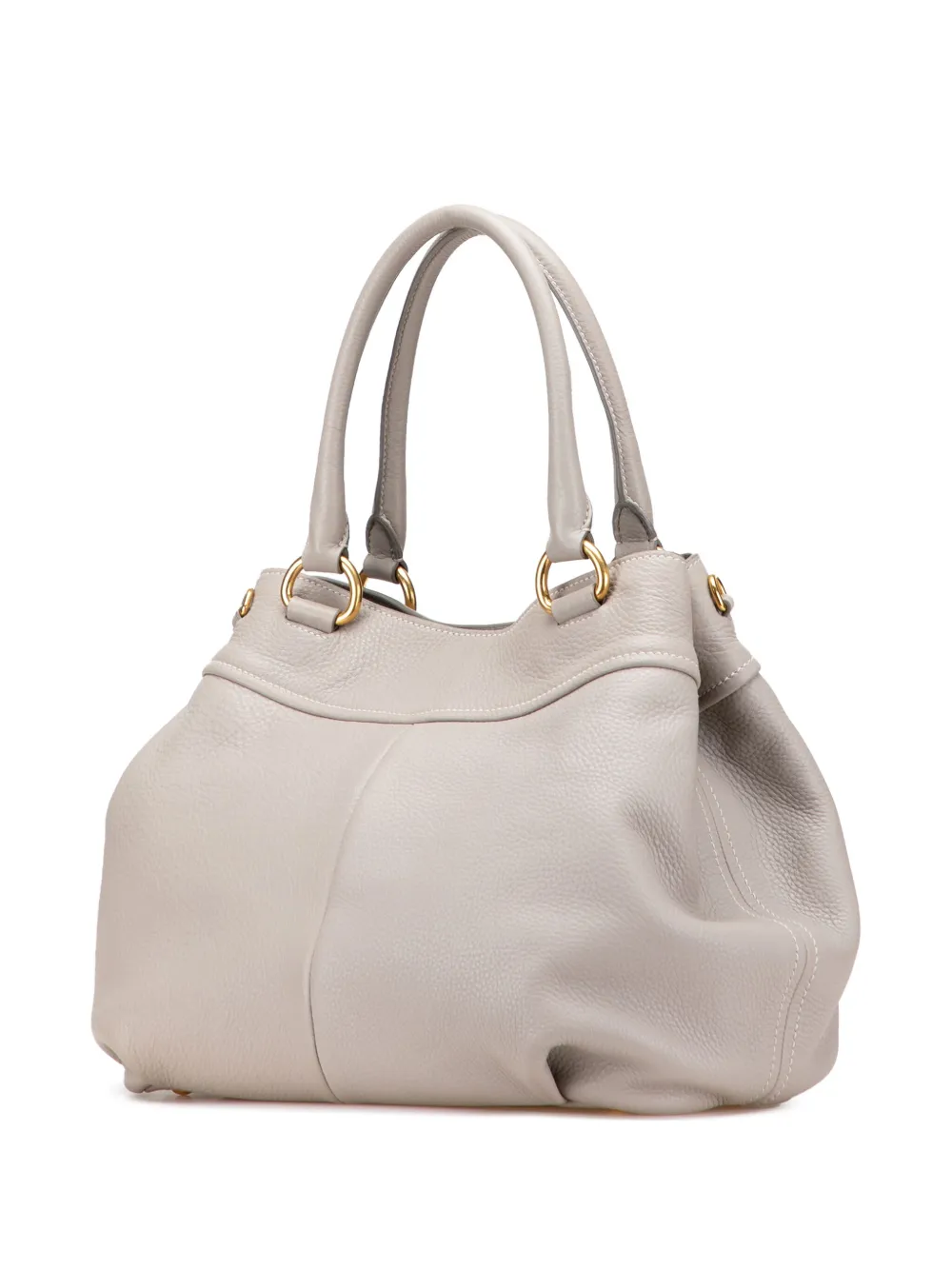 Pre-owned Prada 2000-2025 Vitello Daino Open Convertible Tote Satchel In Gray