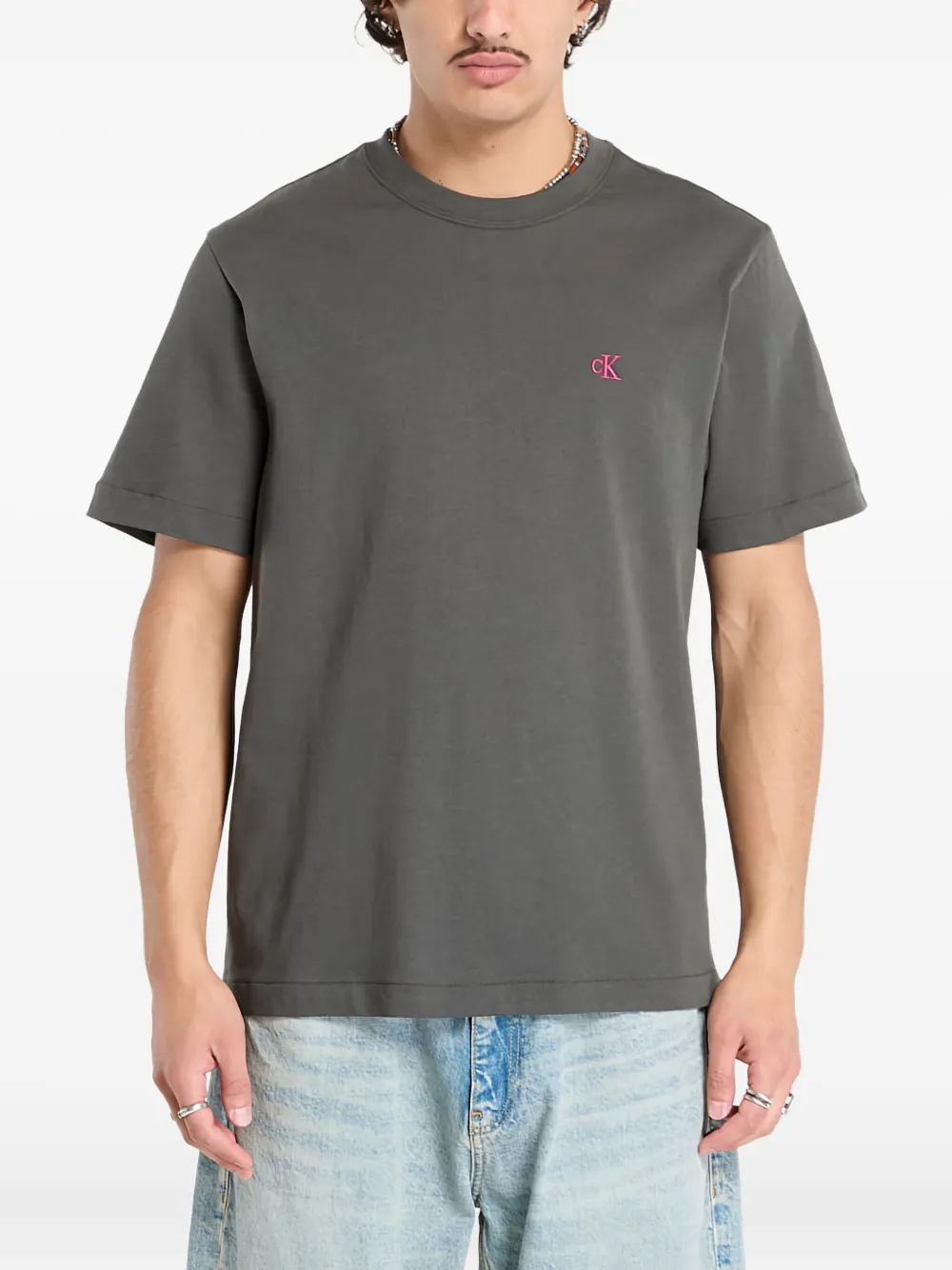 Calvin Klein Logo T-shirt In Gray