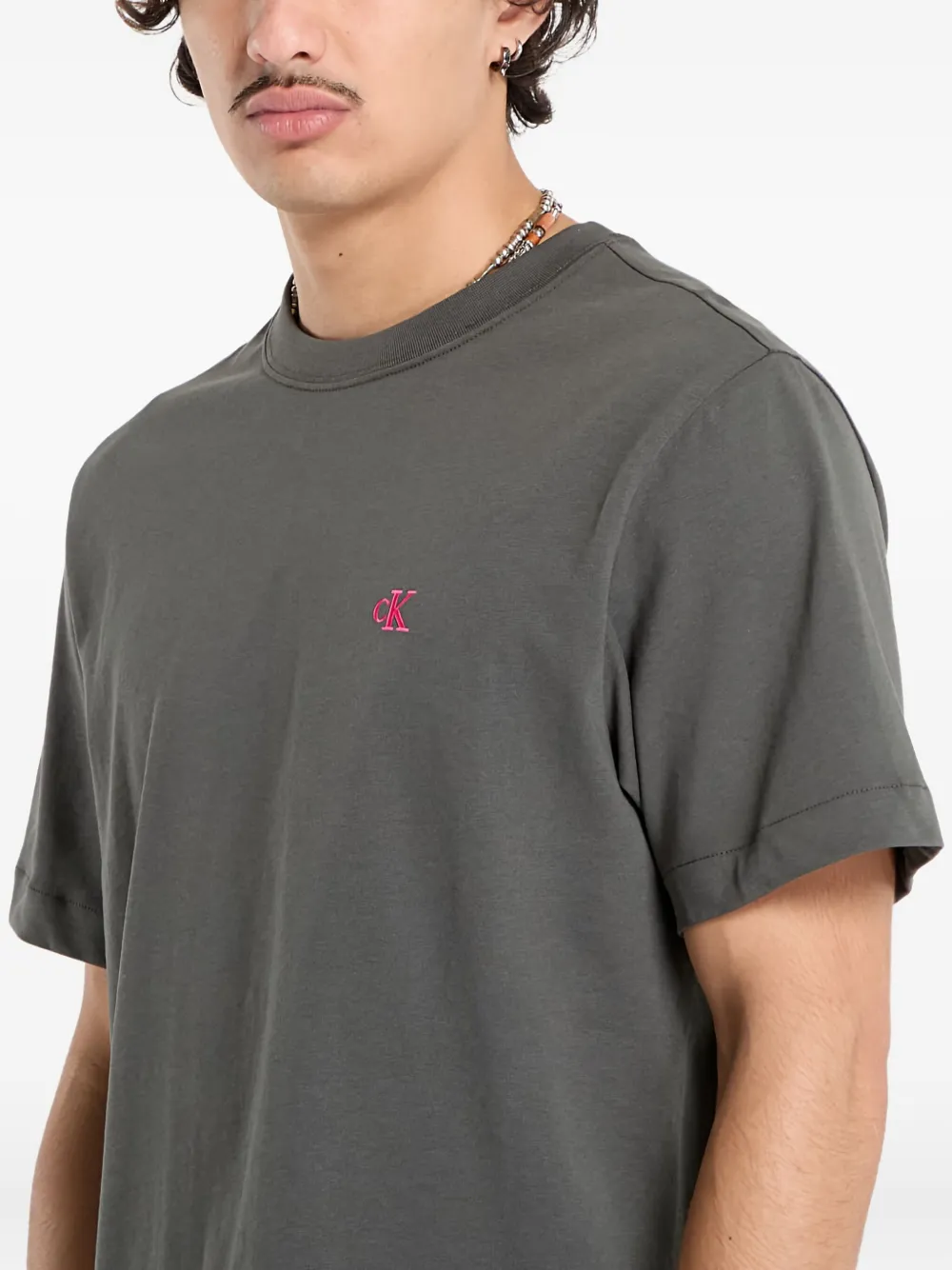Calvin Klein Logo T-shirt In Gray