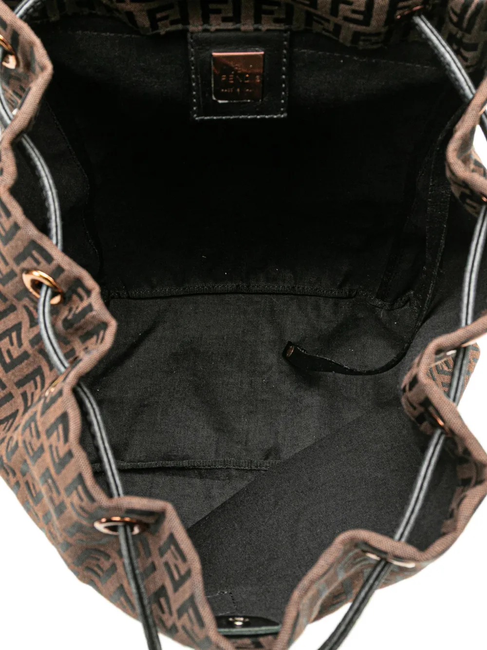 Pre-owned Fendi 2000-2010 Zucchino Canvas Backpack In Brown