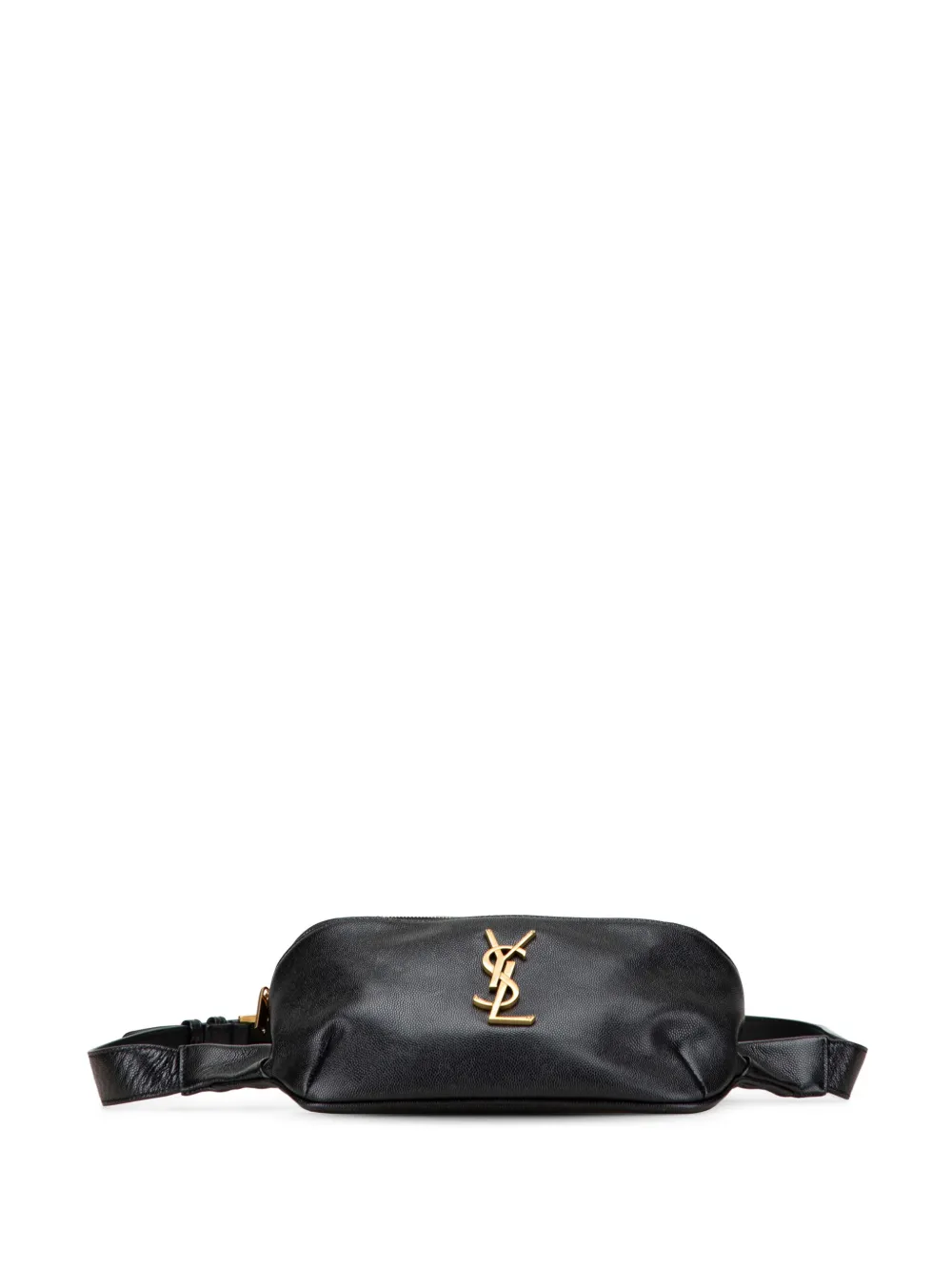 Pre-owned Saint Laurent 2019 Grain De Poudre Monogram Belt Bag In Black