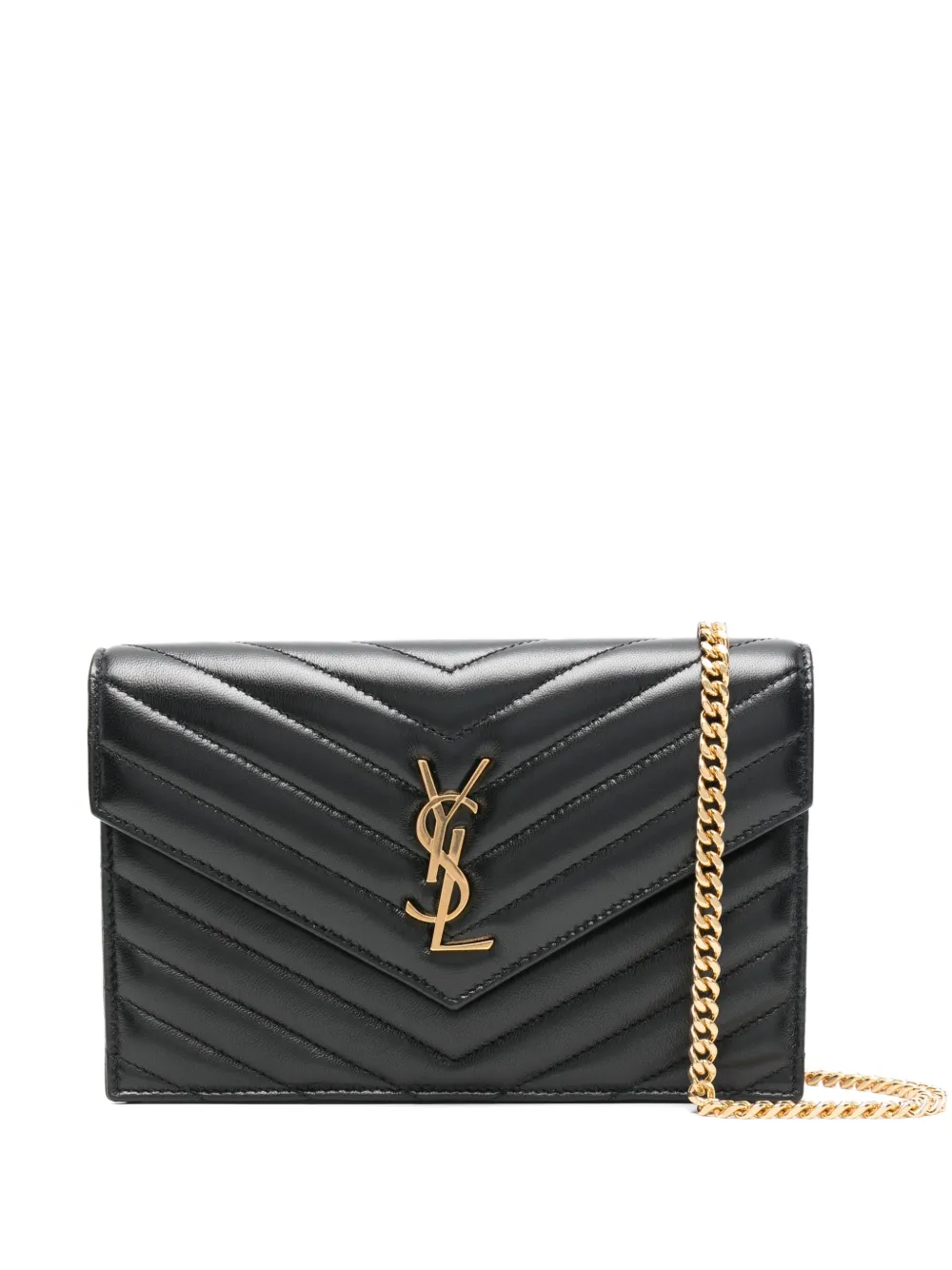 Saint Laurent Cassandre chevron chain mini bag | Black | Image 1