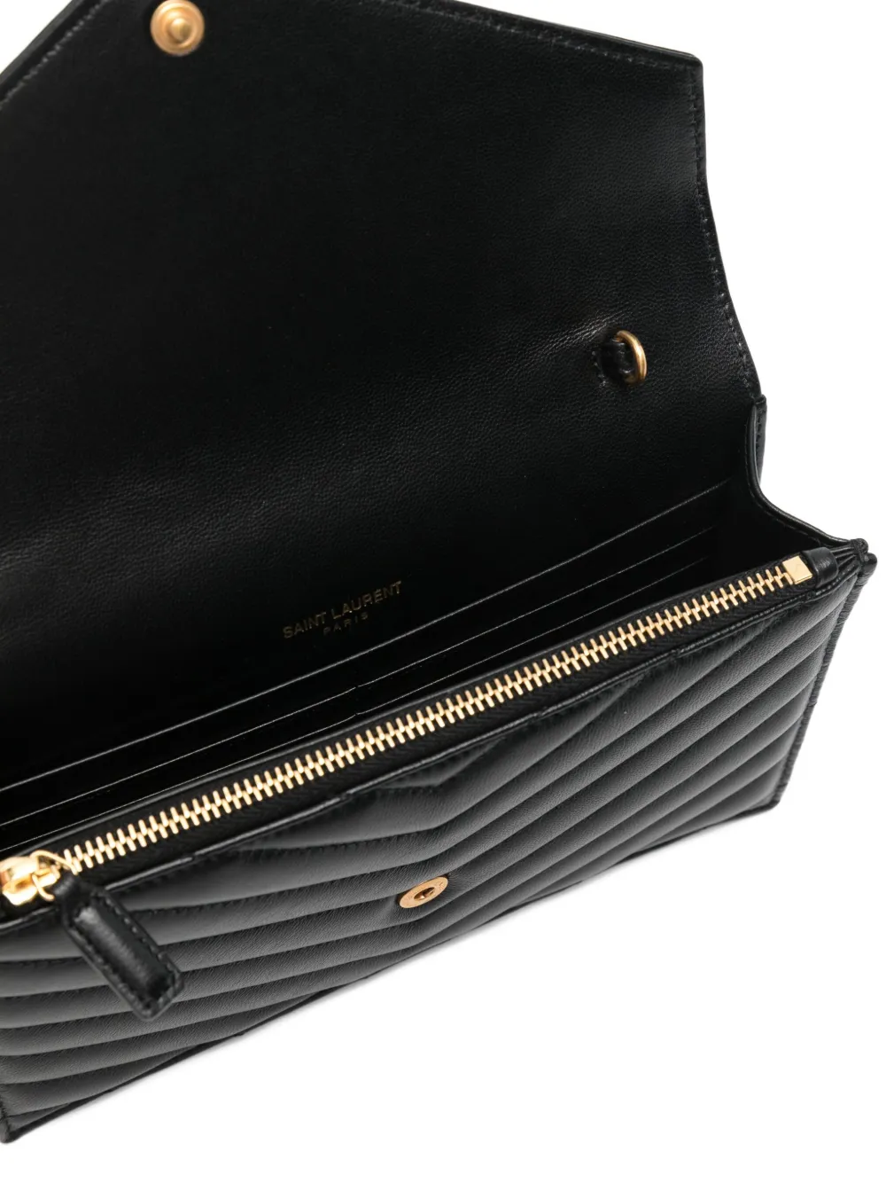 Saint Laurent Cassandre Chevron Chain Mini Bag In Black
