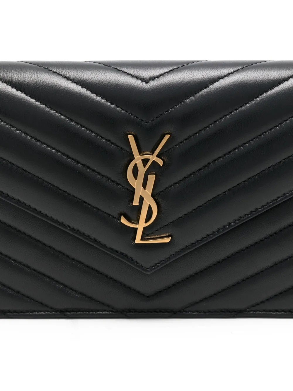 Saint Laurent Cassandre Chevron Chain Mini Bag In Black