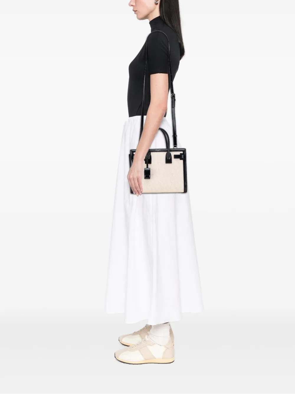 Pre-owned Saint Laurent 2019 Baby Canvas Sac De Jour Satchel In White