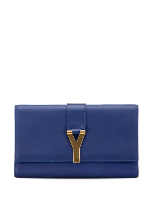 Saint Laurent Pre-Owned 2013-2025 Leather Chyc Ligne Clutch Bag Blue  FARFETCH ID