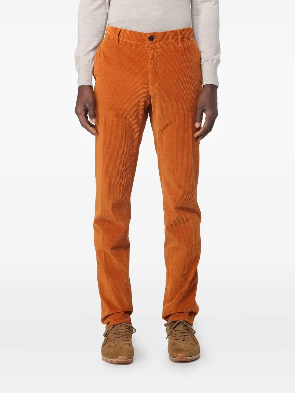 Incotex Corduroy Trousers In Orange