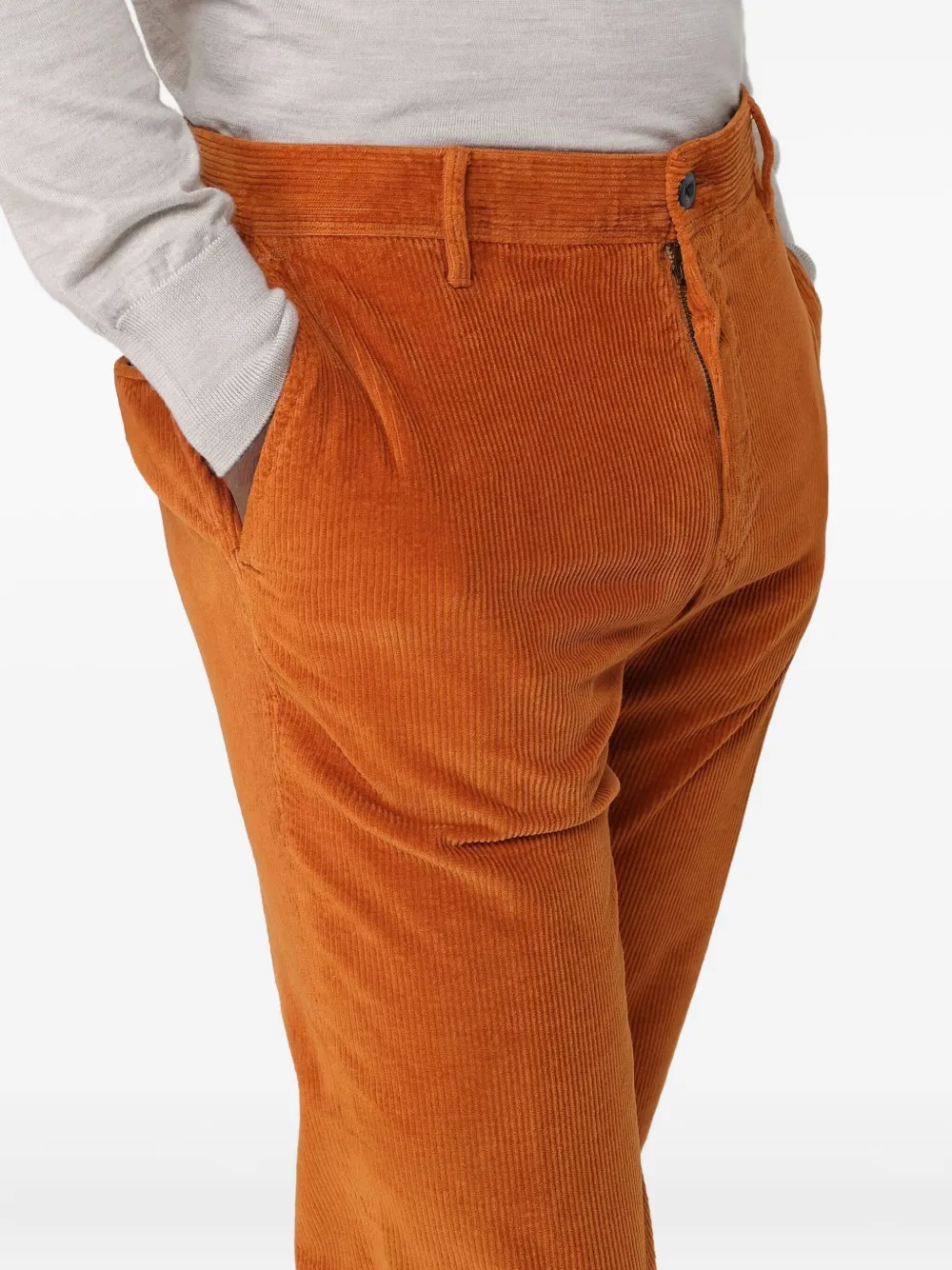 Incotex Corduroy Trousers In Orange