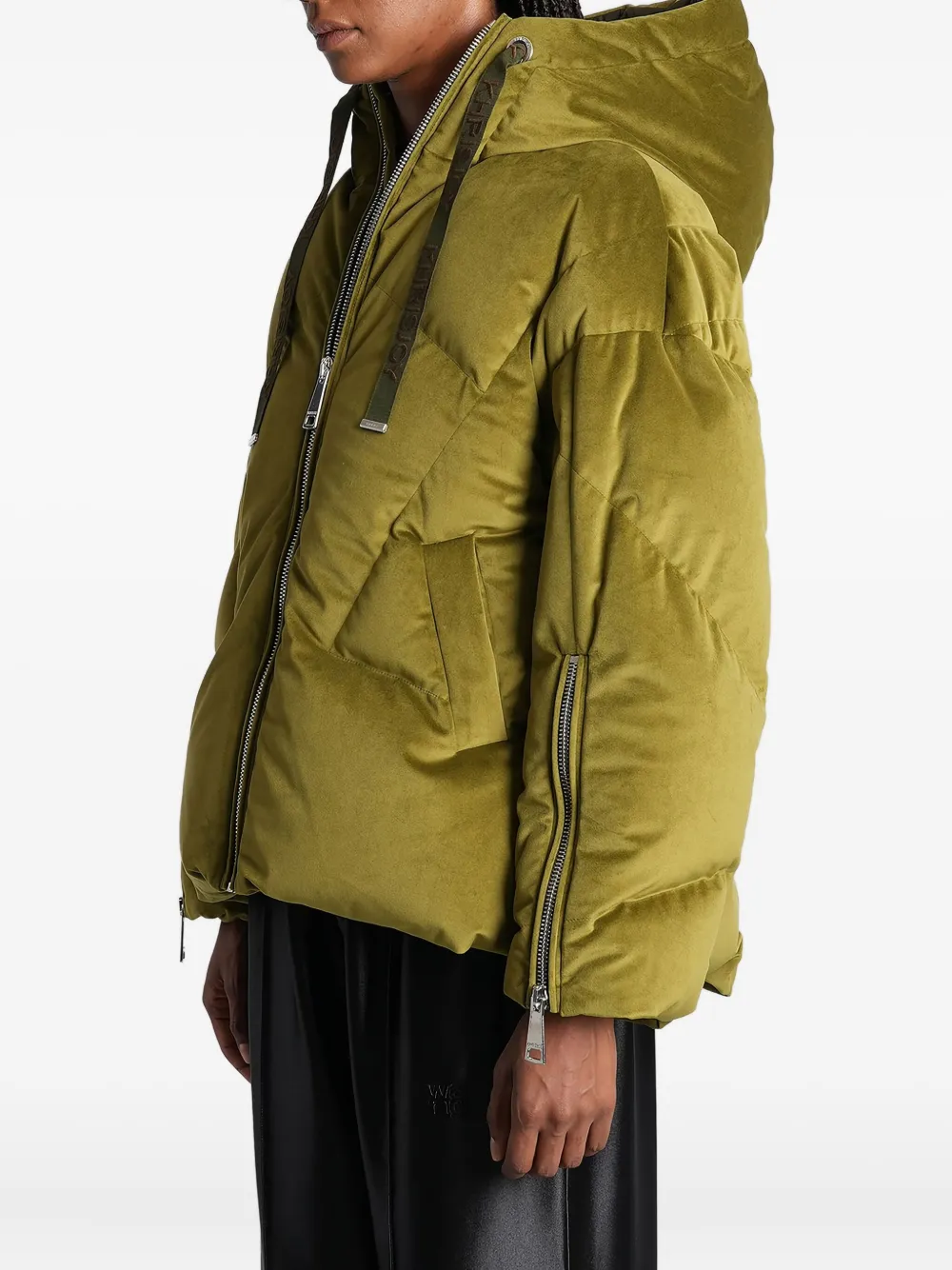 Khrisjoy Gewatteerd donsjack met fluwelen-effect Groen