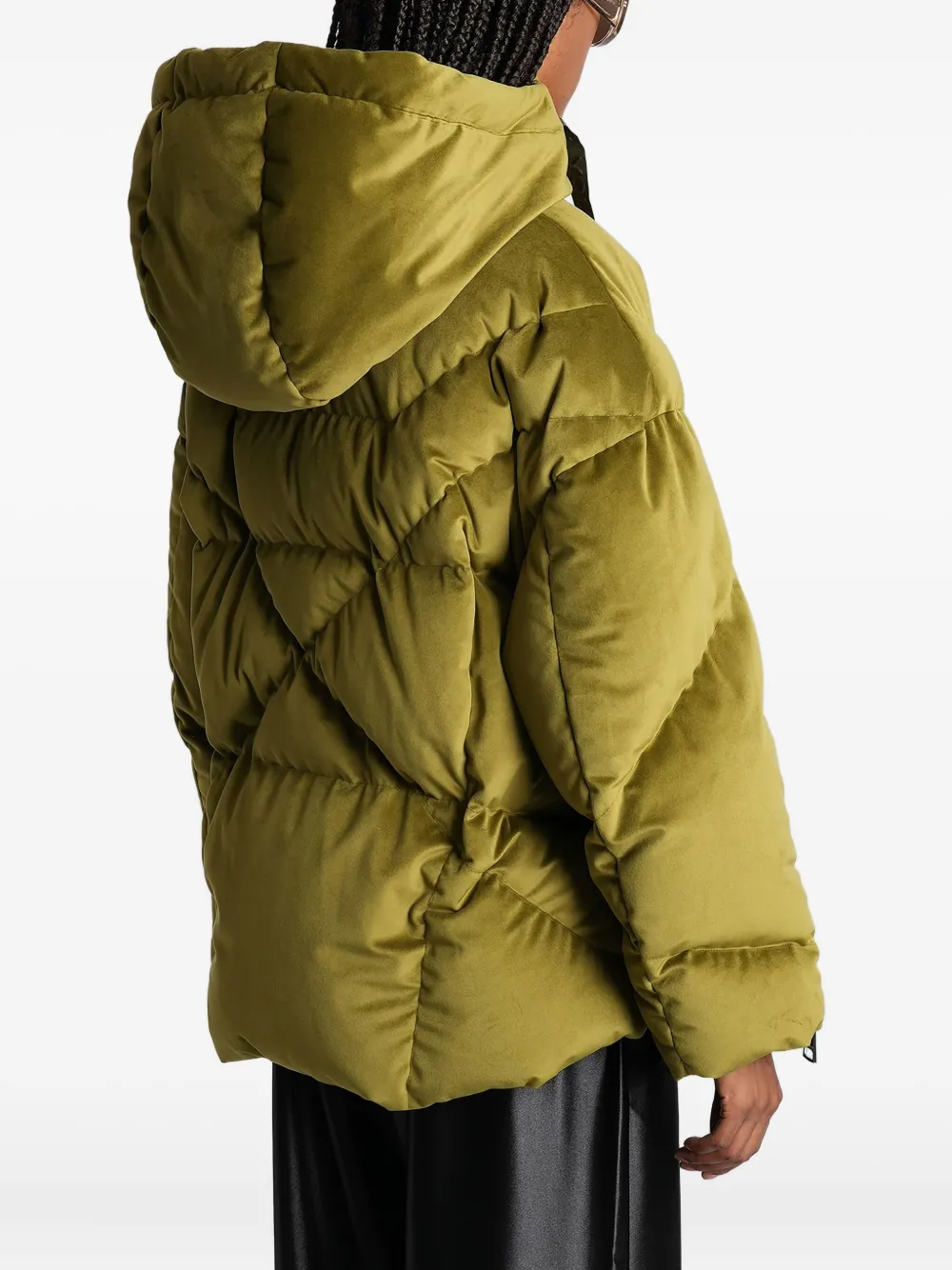 Khrisjoy Gewatteerd donsjack met fluwelen-effect Groen