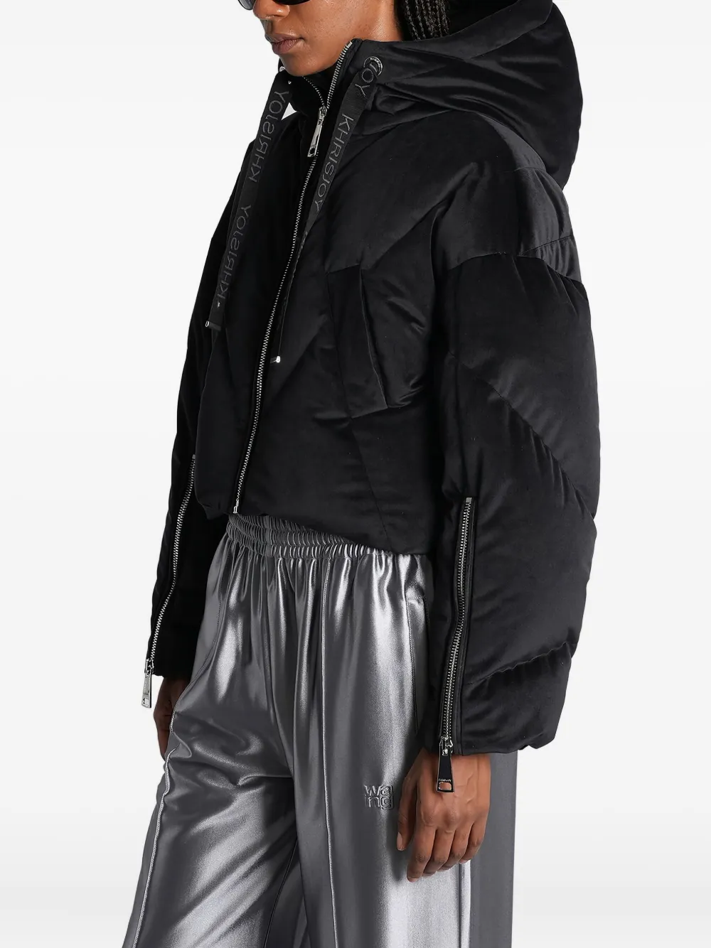 Khrisjoy Quilted Cropped Puffer Jacket In Black