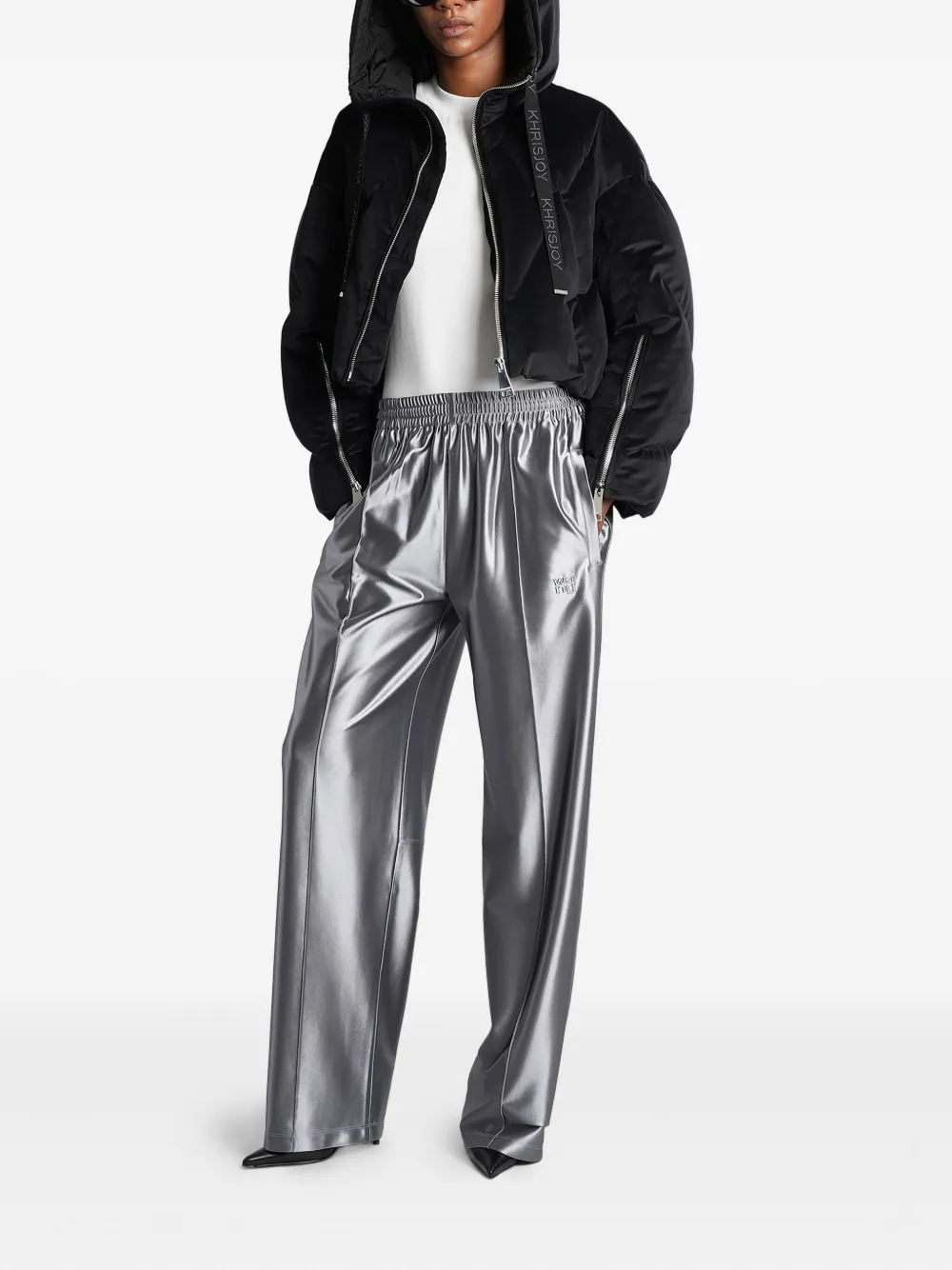 Khrisjoy Quilted Cropped Puffer Jacket In Black