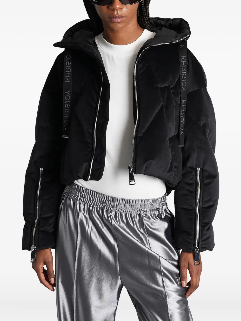 Khrisjoy Quilted Cropped Puffer Jacket In Black