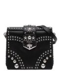 Prada Pre-Owned 2000-2025 Saffiano Studded Turn Lock Top Handle Bag satchel - Black