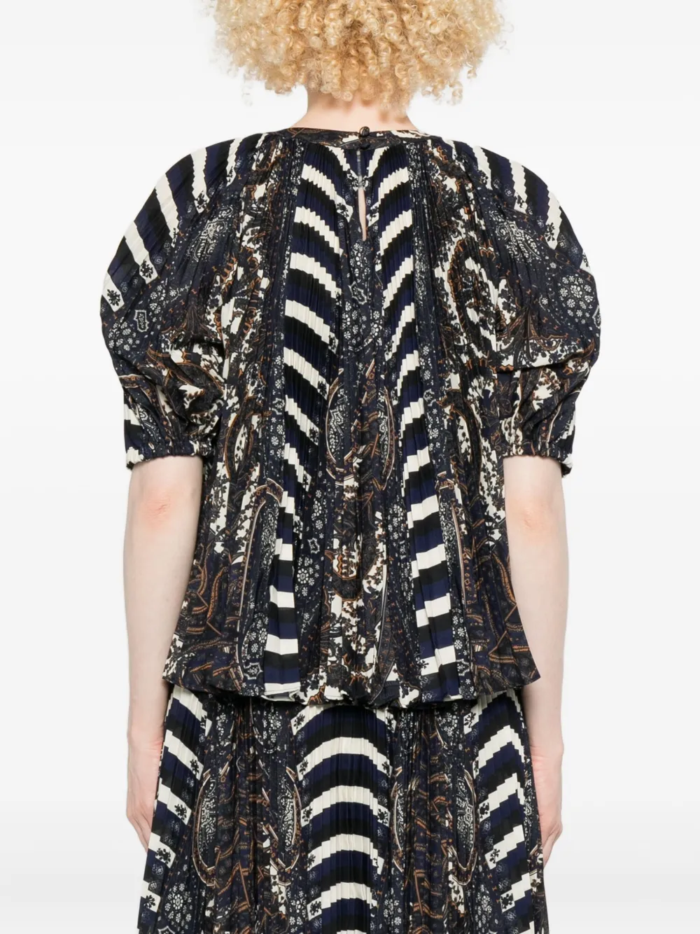 Ulla Johnson Dafne Pleated Short Sleeve Blouse Eclipse In Multi