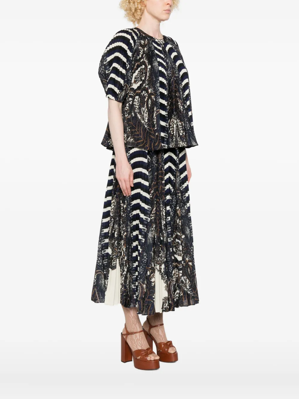 Ulla Johnson Dafne Pleated Short Sleeve Blouse Eclipse In Multi