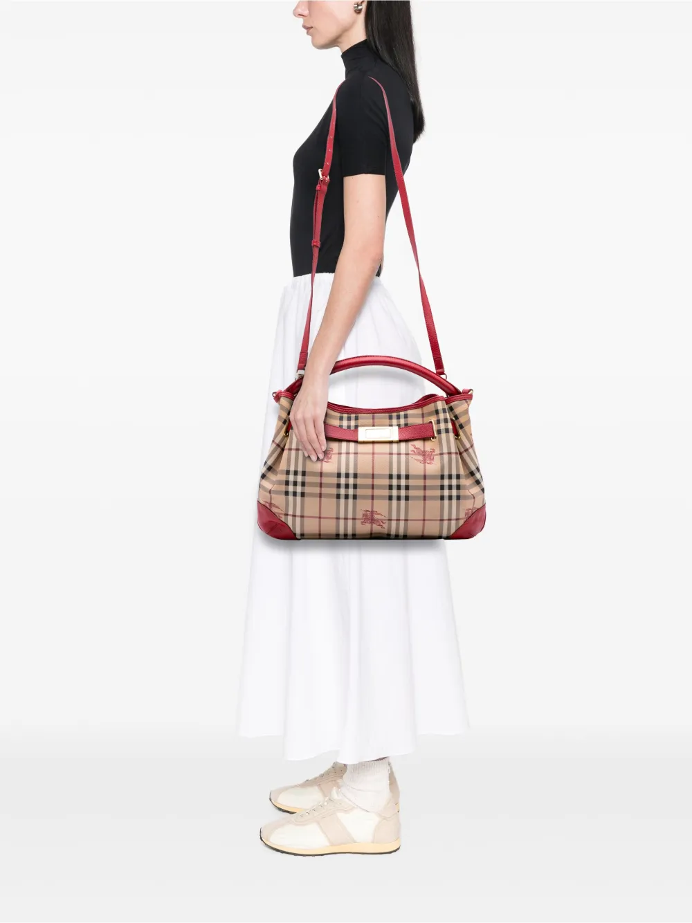Burberry Pre-Owned 2000-2017 Medium Haymarket Check Coated Canvas Willenmore Hobo satchel | Pre-Owned | Image 2