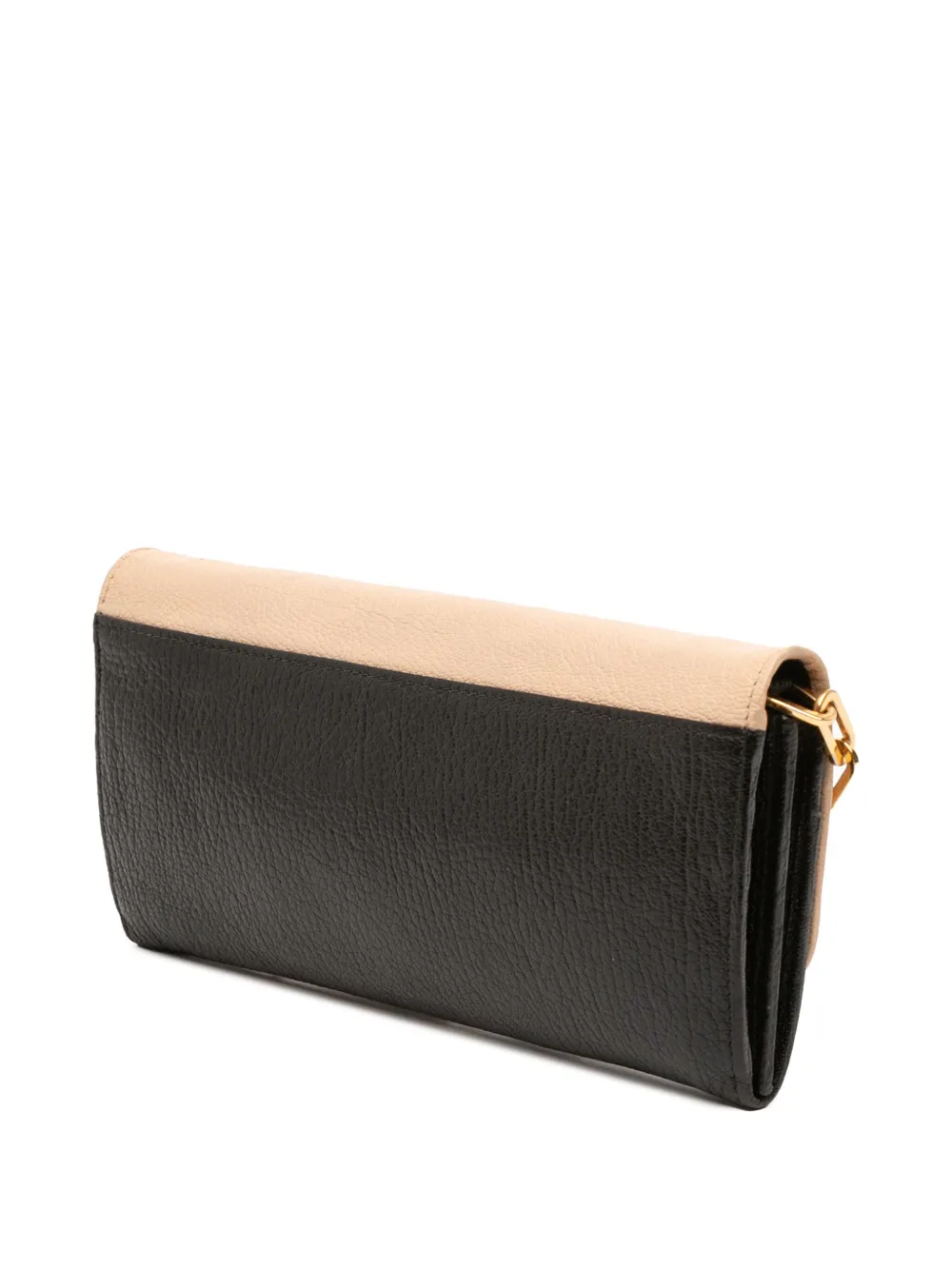 Pre-owned Miu Miu 2010-2025 Bicolor Leather Wallet On Chain Crossbody Bag In Brown