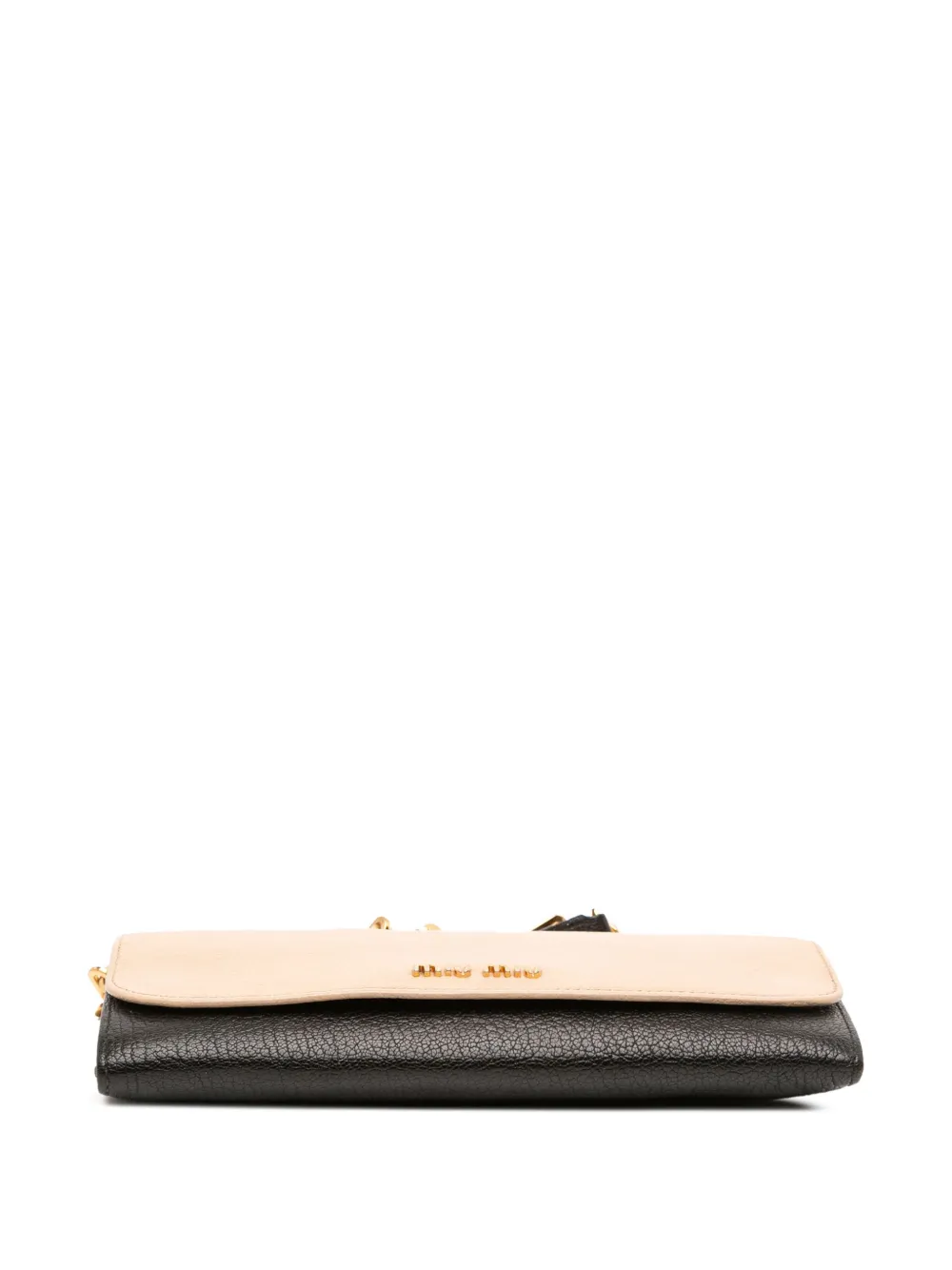 Pre-owned Miu Miu 2010-2025 Bicolor Leather Wallet On Chain Crossbody Bag In Brown