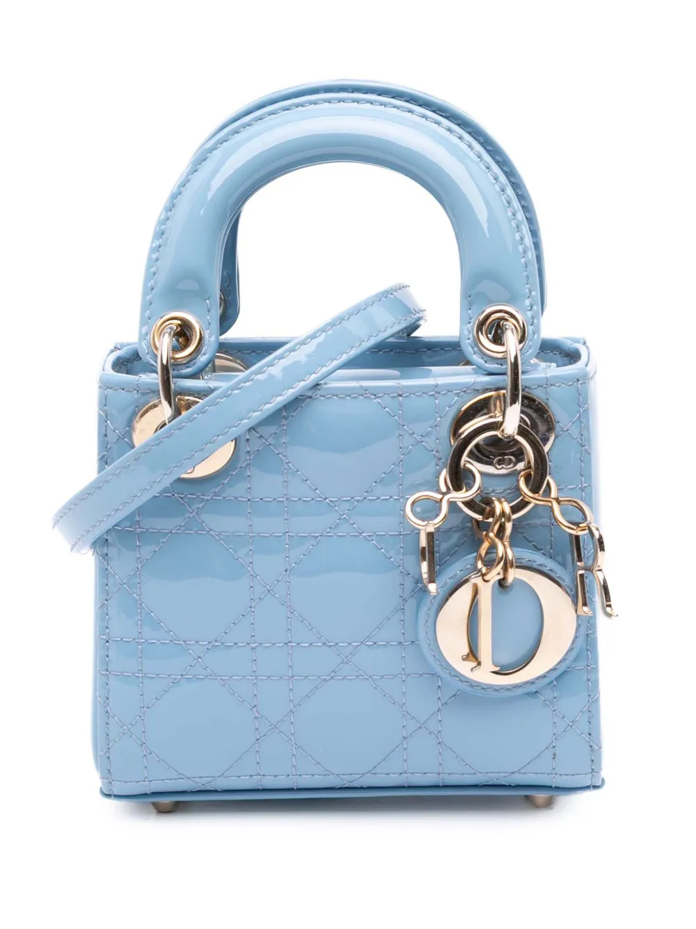 Christian Dior Pre-Owned 2021 Micro Patent Cannage Lady Dior satchel - Christian Dior Pre-Owned 2021 Micro Patent Cannage Lady Dior satchel -