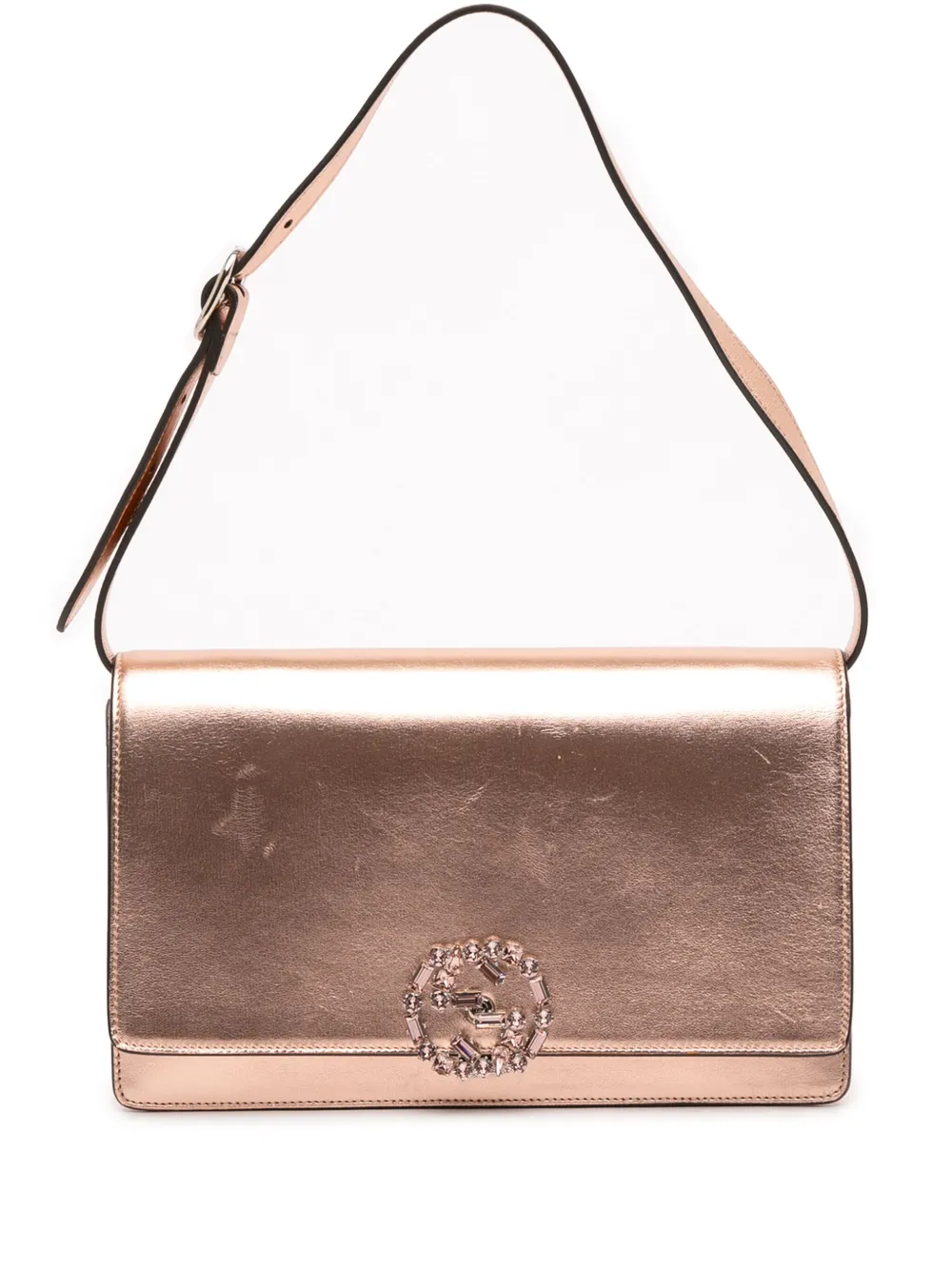 Gucci Pre-Owned 2016-2025 Metallic Leather Crystal Embellished Gucci Pre-Owned 2016-2025 Metallic Leather Crystal Embellished