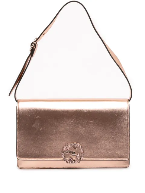 Gucci Pre-Owned 2016-2025 Metallic Leather Crystal Embellished Broadway Clutch on Strap shoulder bag