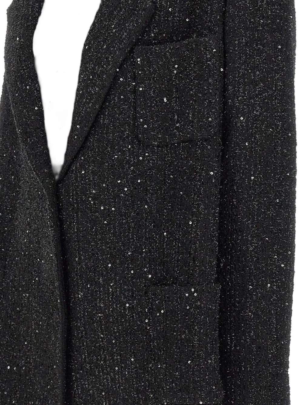 Twenty Four Haitch Sequin-embellishment Tweed Blazer In Black