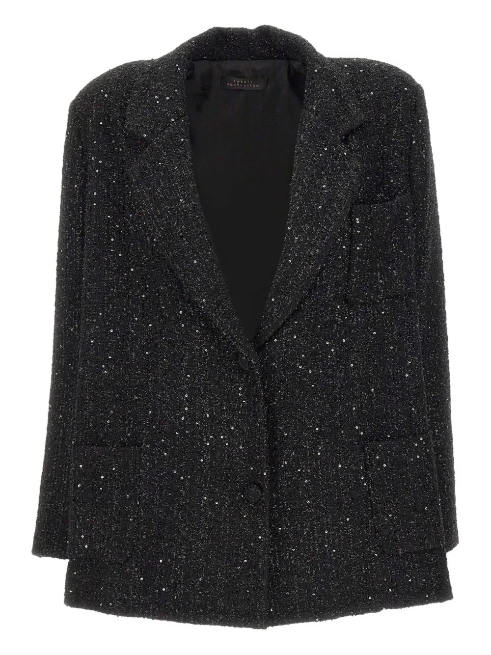 TWENTY FOURHAITCH sequin-embellishment tweed blazer | Black | Image 1