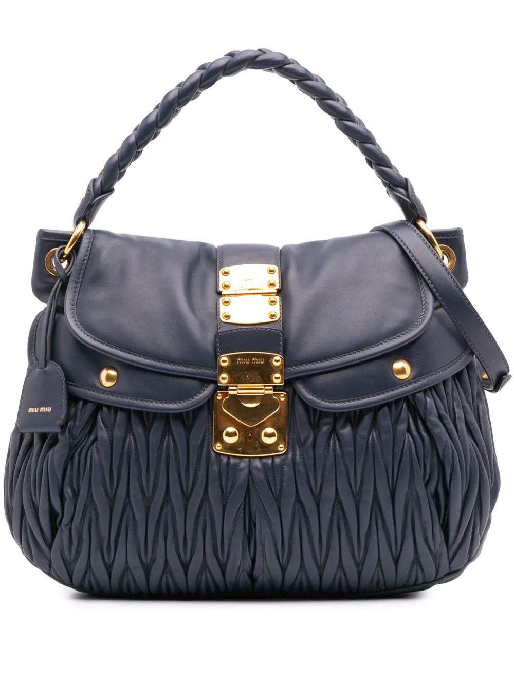 Miu Miu Pre-Owned 2010 Matelasse Nappa Coffer satchel - ブルー Miu Miu Pre-Owned 2010 Matelasse Nappa Coffer satchel - ブルー