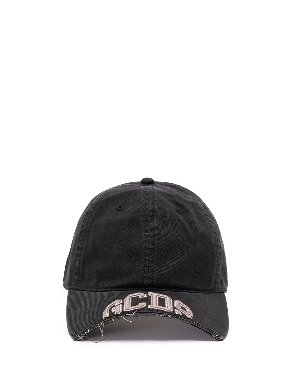 GCDS logo-embroidered frayed-edge baseball cap | Black | Image 1