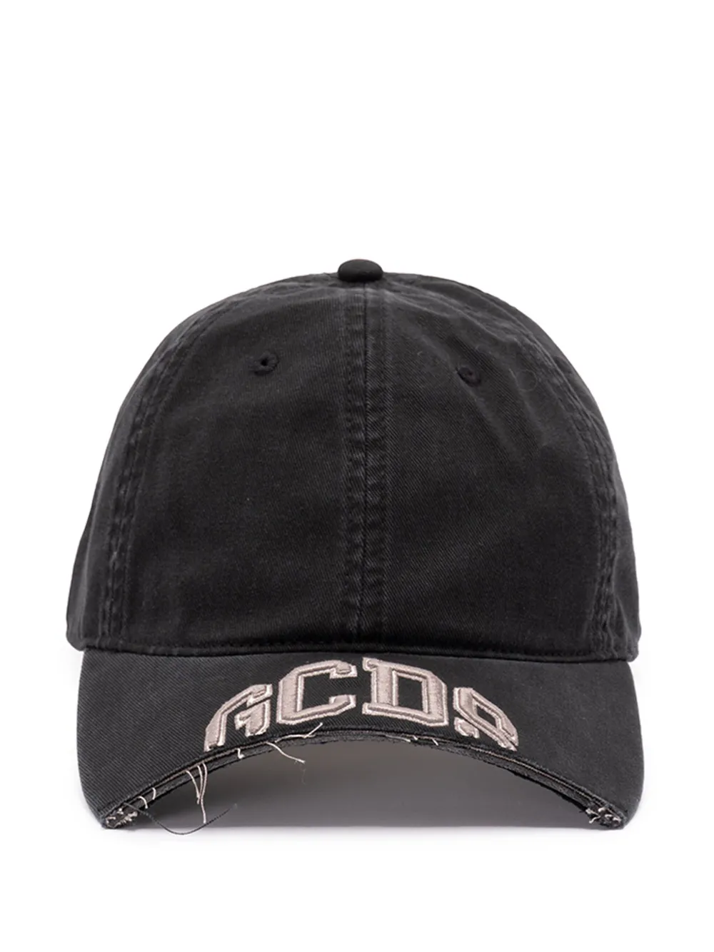 GCDS logo-embroidered frayed-edge baseball cap | Black | Image 1