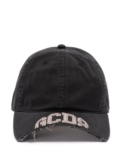 GCDS logo-embroidered frayed-edge baseball cap