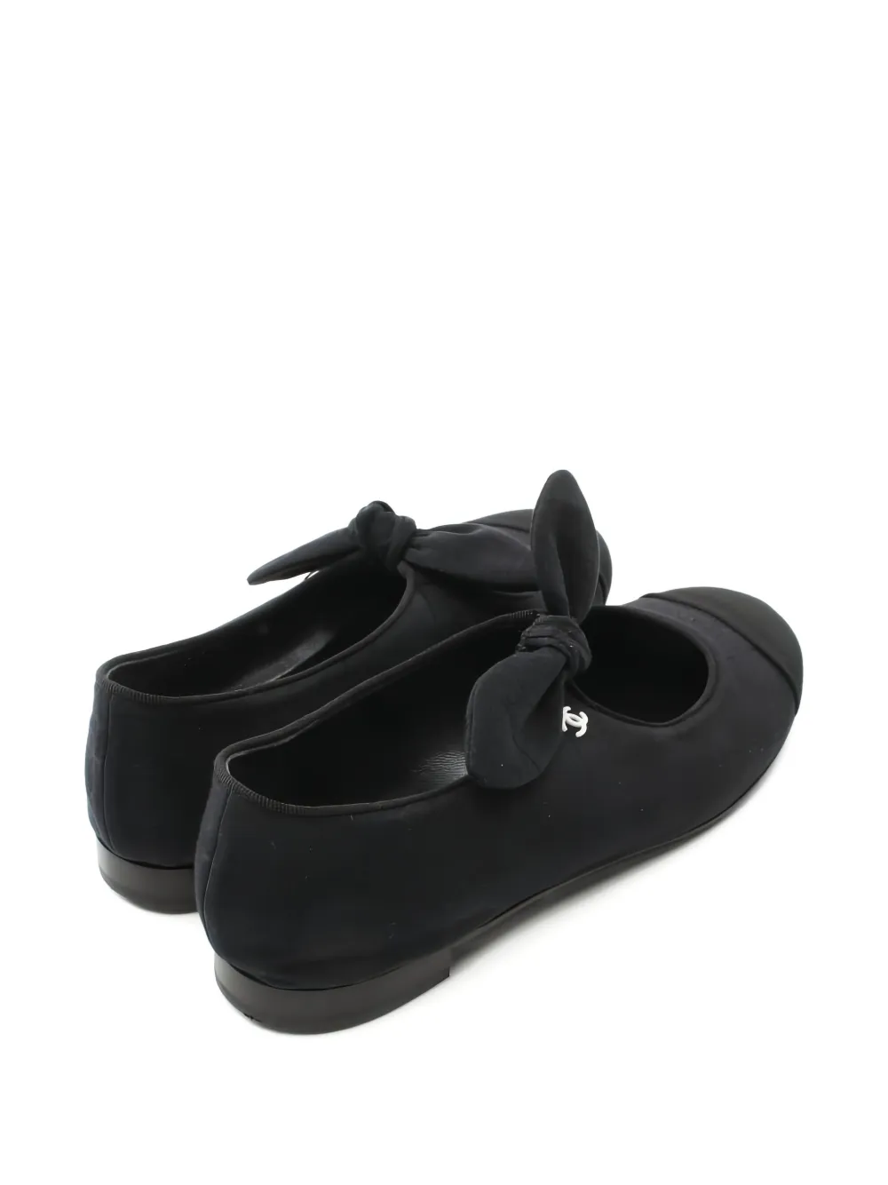 CHANEL Pre-Owned Leren ballerina's met strik - Zwart